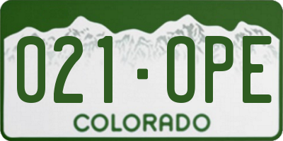 CO license plate 021OPE