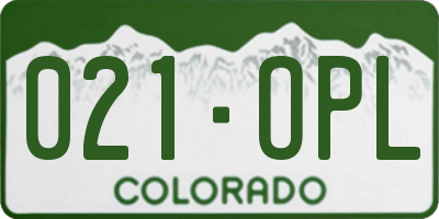 CO license plate 021OPL