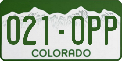 CO license plate 021OPP