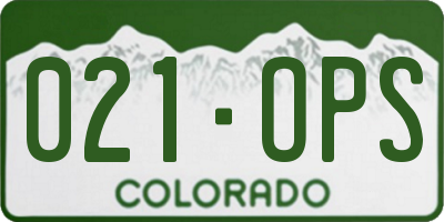 CO license plate 021OPS