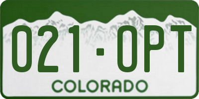 CO license plate 021OPT