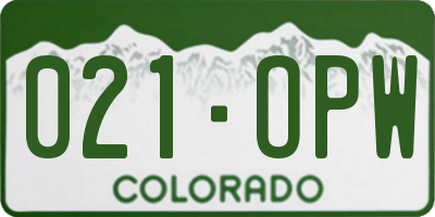 CO license plate 021OPW