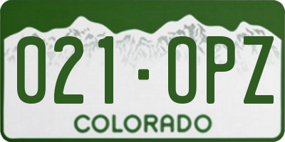 CO license plate 021OPZ