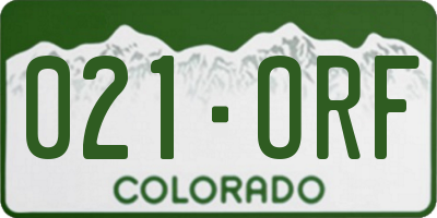 CO license plate 021ORF
