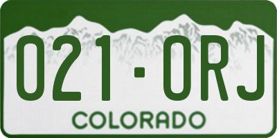 CO license plate 021ORJ