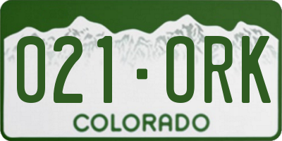 CO license plate 021ORK