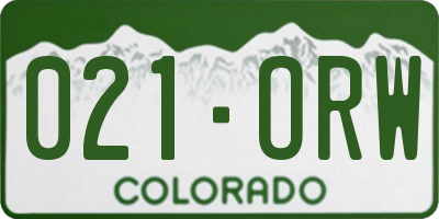 CO license plate 021ORW