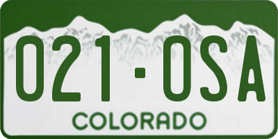 CO license plate 021OSA