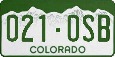 CO license plate 021OSB