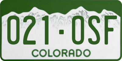 CO license plate 021OSF
