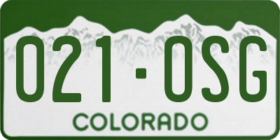 CO license plate 021OSG