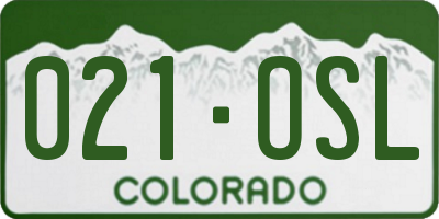 CO license plate 021OSL
