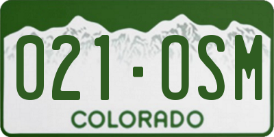 CO license plate 021OSM