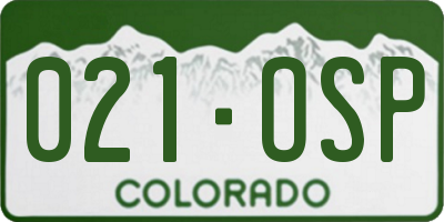 CO license plate 021OSP