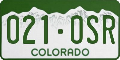 CO license plate 021OSR