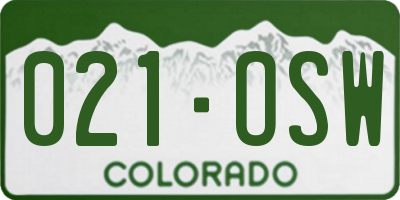 CO license plate 021OSW