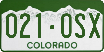 CO license plate 021OSX
