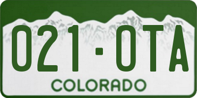 CO license plate 021OTA
