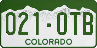 CO license plate 021OTB