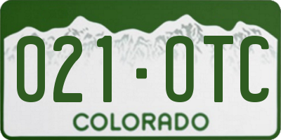 CO license plate 021OTC