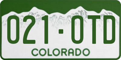 CO license plate 021OTD