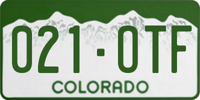 CO license plate 021OTF