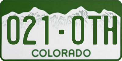 CO license plate 021OTH