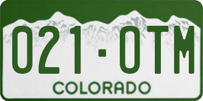 CO license plate 021OTM