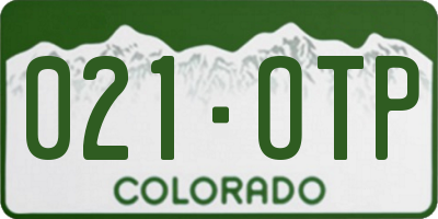 CO license plate 021OTP
