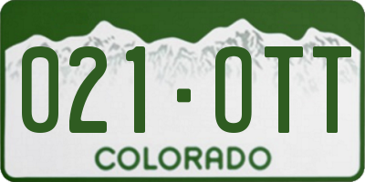 CO license plate 021OTT
