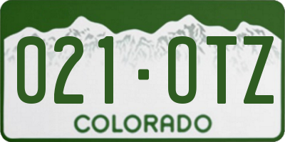 CO license plate 021OTZ
