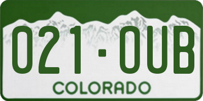CO license plate 021OUB