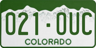 CO license plate 021OUC