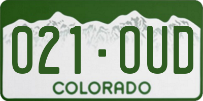 CO license plate 021OUD