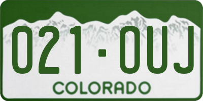 CO license plate 021OUJ
