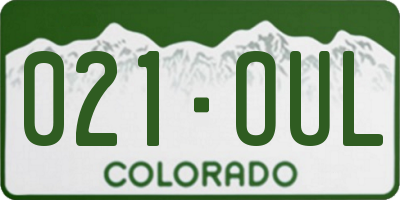 CO license plate 021OUL