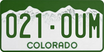 CO license plate 021OUM
