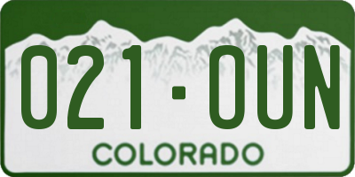 CO license plate 021OUN