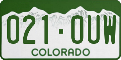 CO license plate 021OUW