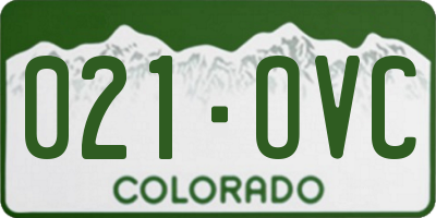 CO license plate 021OVC
