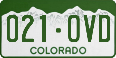 CO license plate 021OVD