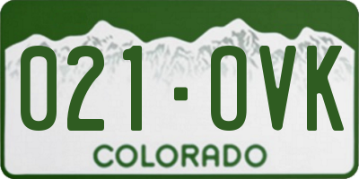 CO license plate 021OVK
