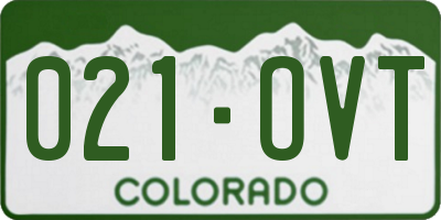 CO license plate 021OVT