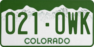 CO license plate 021OWK