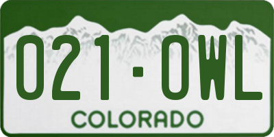 CO license plate 021OWL