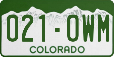 CO license plate 021OWM