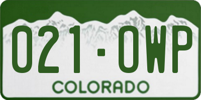 CO license plate 021OWP