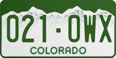 CO license plate 021OWX
