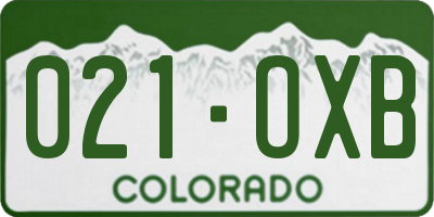 CO license plate 021OXB