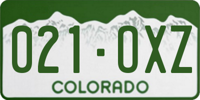 CO license plate 021OXZ